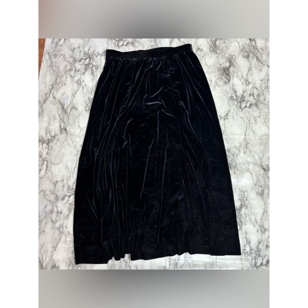Vintage Alfred Dunner Black Velvet Maxi Skirt Y2K whimsygoth Size 12 vampire